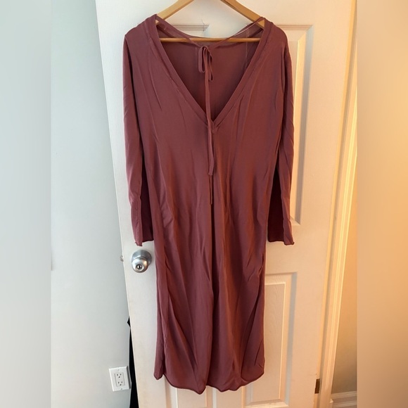 Zara women’s thin knit long sleeve tie back dress dusty rose size xs - Picture 4 of 12